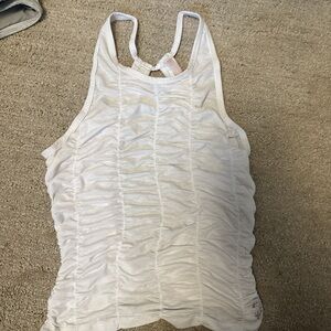 FP Movement by Free People Cream Ruched Tank Top